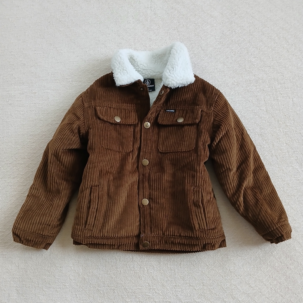volcom ♡ sherpa corduroy jacket 4t 90s kidcore neutral gorpcore cabin fall truck